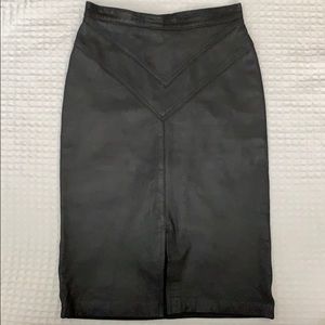 Genuine leather dark gray skirt